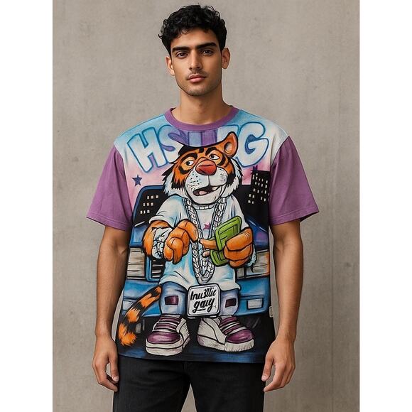 🔥 Hustle gang Mens SZ 4X T-SHIRT 100% AUTHENTIC Size Large MULTICOLOR RARE 🔥 - Picture 1 of 7